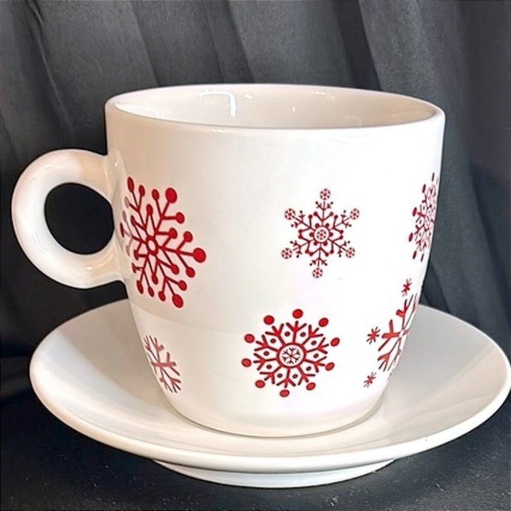 Vintage California Pantry‎ Red Snowflake Christmas Mug & Saucer